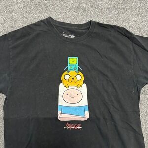 Adventure Time T-Shirt Mens Size L Black Finn Jake BMO Graphic Cartoon Network